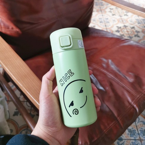 아이디어 스퀘어 텀블러 패션 휴대용 진공컵 뚜껑 밀폐 학생컵자, 그린 스몰 2030_350-450ml