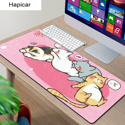 YJQ 귀여운 마우스 패드 Comtuper 데스크 매트 대형 XXL Mousepad Kawaii 게임 Accessoroes 노트북 게이머 키보드 MacBook 방수 Maus 매트, 파란