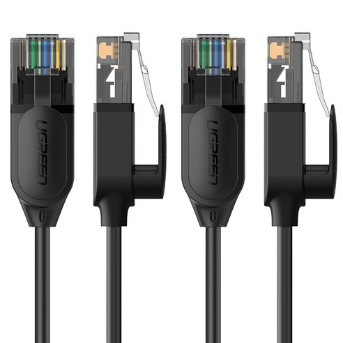 유그린 울트라 슬림 CAT6A 기가 랜선 랜케이블 0.5m, 블랙, 2개