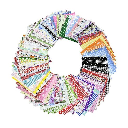 100 조각 퀼트 패브릭 스퀘어 시트 꽃 인쇄 10x10cm 공예품, 여러 가지 빛깔의, 면