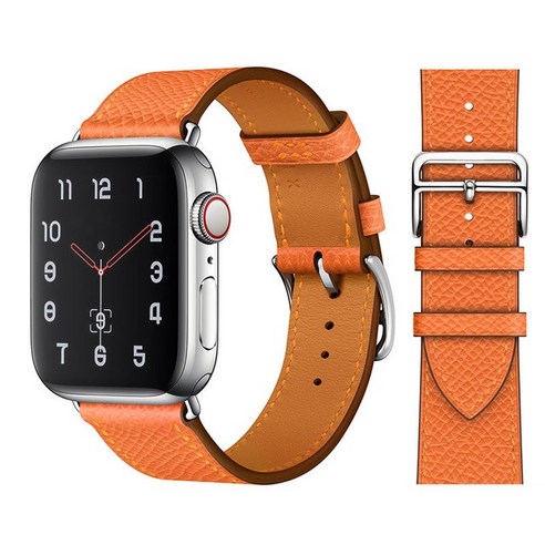 100% 정품 소가죽 iWatch 루프 팔찌 밴드 Watch 7 6 SE 5 4 41mm/45mm iWatch 6 5 4 호환 44mm/40mm 38mm/42mm, Feu Epsom, 42mm/44mm/45mm