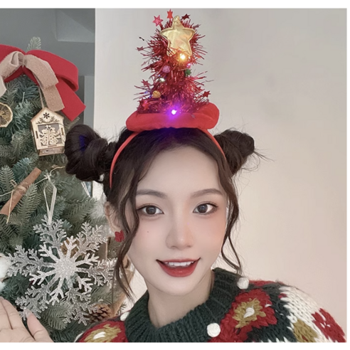 [3개세트] 크리스마스 파티 루돌프 사슴뿔 헤어밴드, 3개, 레드트리