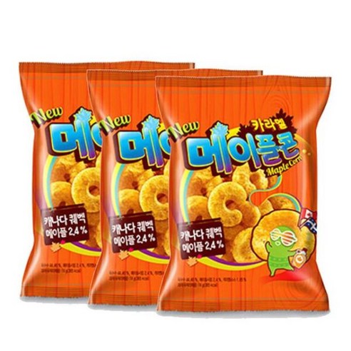 [에이치플러스몰] 카라멜 메이플 74g 3개 봉지 과자 맛있는 바삭한