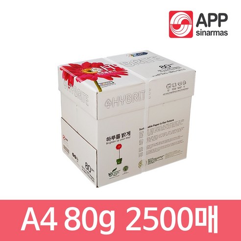 하이브라이트 A4용지 80g 1박스 2500매 복사용지, 색상:[색상]본상품, 2500개