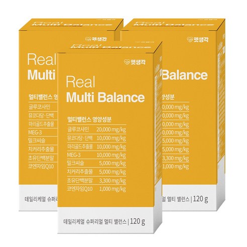 펫생각 강아지 데일리케얼 슈퍼리얼 멀티 밸런스 120g, 단호박, 3박스