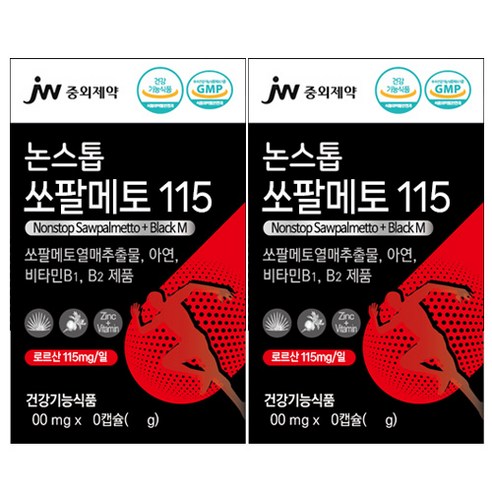JW중외제약 논스톱 쏘팔메토 115 60캡슐(리뉴얼) 남자 활력 전립선 영양제, 2개, 600mg/18g/30캡슐