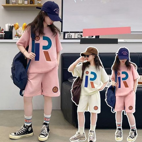 인싸모여 초등 여아 반팔티 반바지 세트
