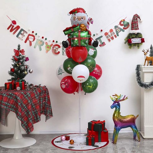 [피앤비유니티]크리스마스 가랜드풍선기둥세트, 1세트, 04)안경선물산타 풍선기둥가랜드세트