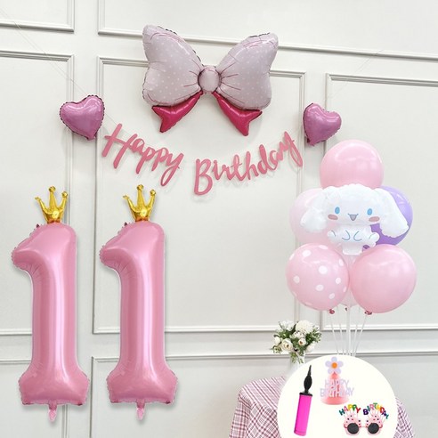 연지마켓 쿠로미 마이멜로디 키티 시나모롤 산리오 생일풍선 파티세트, 시나모롤 핑크세트11