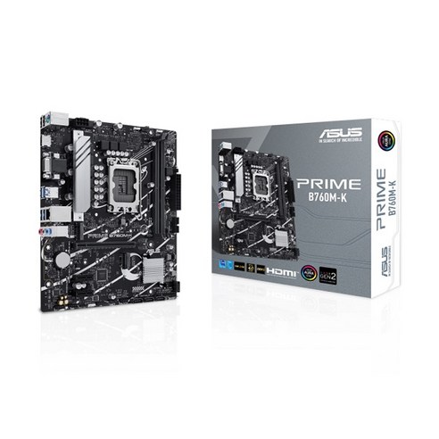 ASUS PRIME B760M-K STCOM 에이수스 컴퓨터 PC 게이밍 메인보드 인텔 13세대 랩터레이크 12세대 엘더레이크, PRIME B760M-K (단일상품)