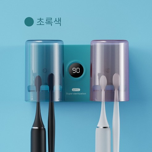 가정용 자외선 칫솔살균기 칫솔 소독기+2개컵, 솔석 그린