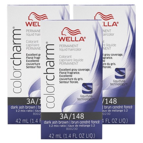 웰라 컬러참 퍼머넌트 리퀴드 헤어컬러 42ml, Dark Ash Brown, 3개