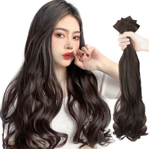 가발위드 붙임머리 엔디롱 웨이브 부분 가발 3피스 세트, 네츄럴블랙60cm