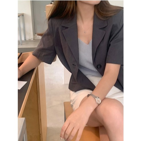 린넨반팔자켓