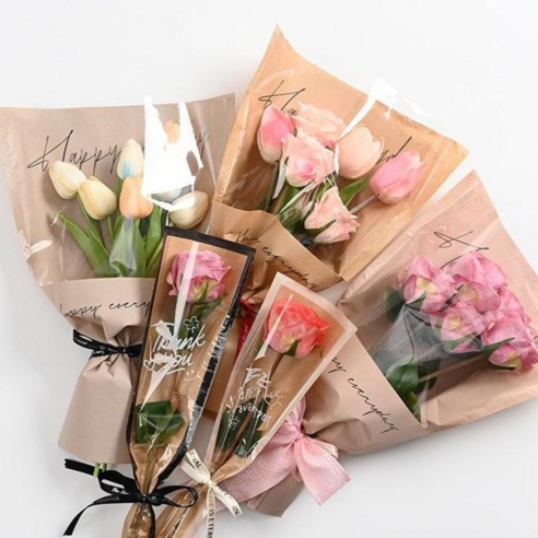 [오케이나우ㅣ강추] 이오리아 소프트컬러 영어레터링 꽃다발 포장지: 꽃 선물에 우아함 더하기 [OKNOWㅣ추천상품]