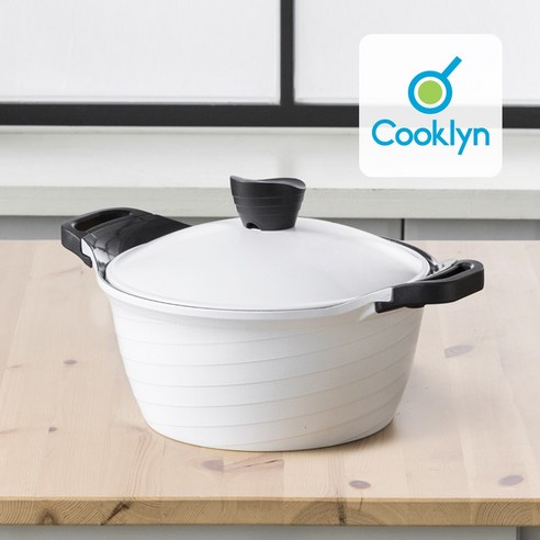 냄비 추천 상품쿡클린 클래식 세라믹코팅 양수 냄비 24cm 화이트 제품 사진