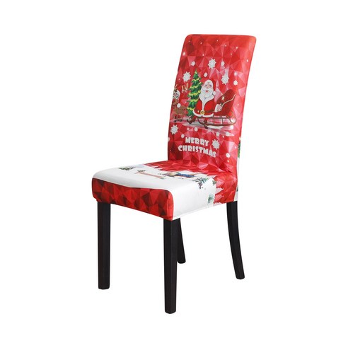 크리스마스 스판 장식 의자 커버 프린트 산타클로스 큰뿔 사슴 식사 디지털 의자 커버, 18#