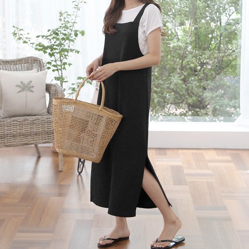 편안하고 세련된 세이스타일 서스펜더 멜빵트임 원피스로 봄 스타일 완성