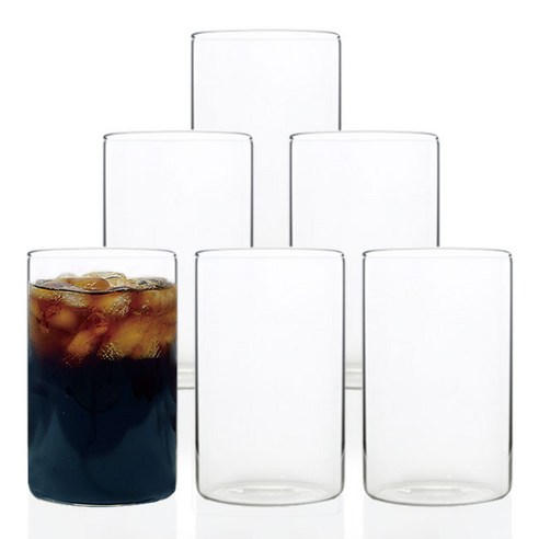 BESTAR 홈카페 투명 내열유리컵 400ml, 6개
