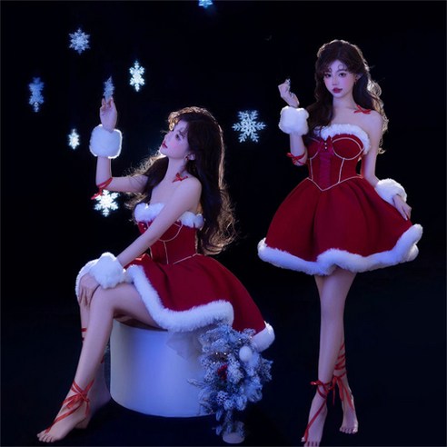 SORIKI 럭셔리 품질 섹시 산타걸 코스프레 의상 연말 파티복 Christmas attire