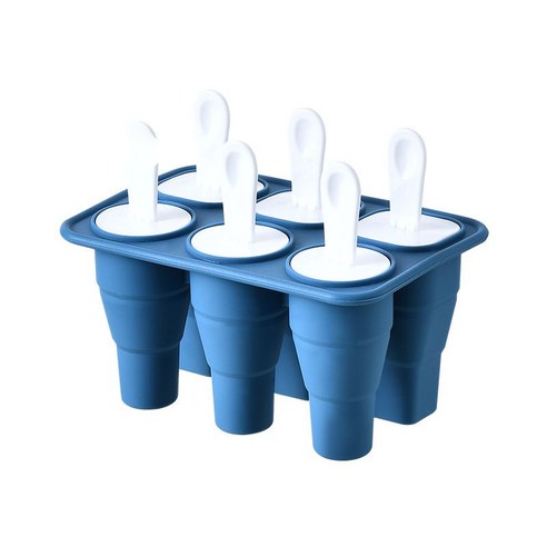 신형 접이 실리콘 6칸 얼음 모형 쉽게 벗겨지는 무늬 아이스크림 모형 가정용 자제 얼음 아이스크림 모형, 세레니티 블루