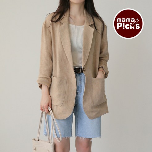 봄/가을의 필수품: 편안하고 세련된 여성 루즈핏 캐주얼 린넨 자켓