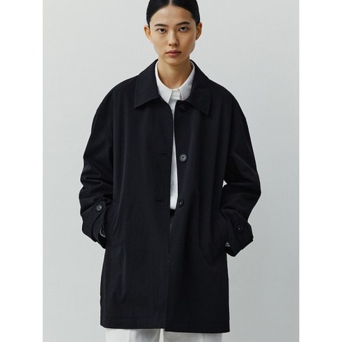 [노티아] BUTTON UP HALF MAC COAT - BLACK