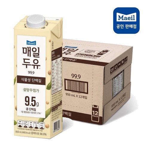 매일유업 매일두유 대용량 99.9 (950ml) x 12팩 리뉴얼 이중박스포장, 12개, 950ml