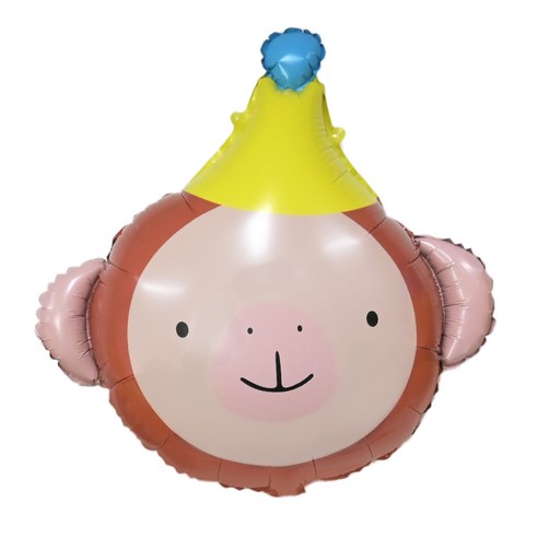 고깔모자 동물 호일풍선 사자 호랑이 원숭이 곰돌이 생일파티 이벤트, 2개, 고깔모자 원숭이