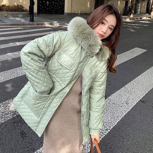 [ZL] Vielleicht 숙녀 패션 단색 짧은 겨울 자켓 여성 두건을 한 옷 따뜻한 캐주얼 큰 모피 겉옷 겨울 Parkas 여성 코트