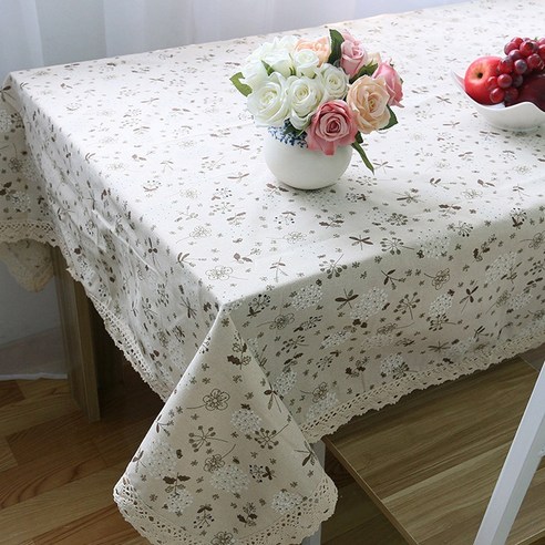 인터팝 테이블보 L126, 안개꽃 패턴, 140 x 140 cm