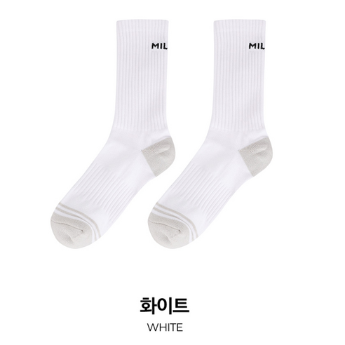 밀레 *MILLET* 발바닥 전체를 감싸는 쿠션 발목부터 종아리까지 립조직으로 붓기 방지에 도움을주는 베이직 삭스_장목 *MXSXO907*, 화이트