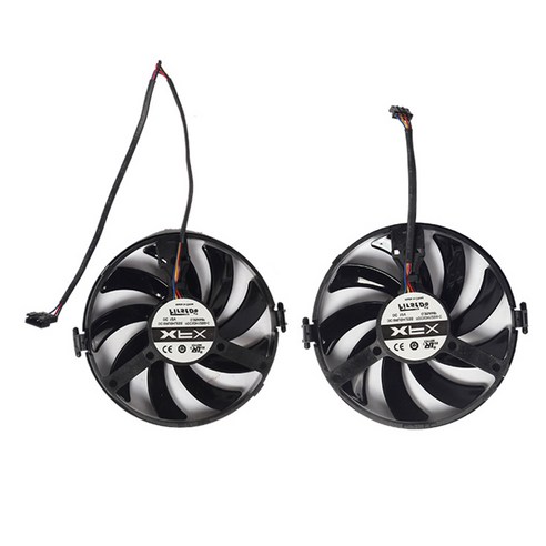Monland XFX 용 라데온 R9 380 370 370X 380X 제도법 카드 교체 2PCS GPU VGA 쿨러 팬 FDC10H12S9-C 냉각, 블랙 & 화이트