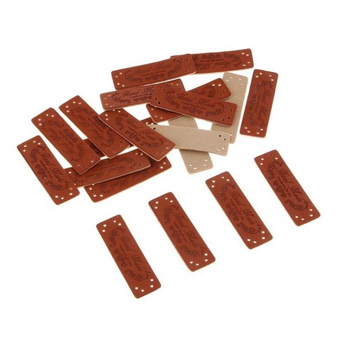 20pcs 갈색 손으로 만든 pu 가죽 레이블 태그 의류 장식에 대 한 바느질 용품, 유형 4