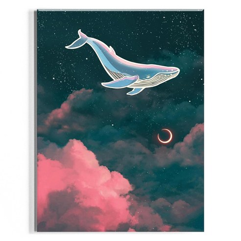 오로라데코덴 캔버스형 보석십자수 30x40cm, MK024 핑크 구름 고래