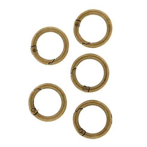 5 조각 28mm 아연 합금 원형 라운드 카라비너 ​​스프링 클립 스냅 후크 키 체인 캠핑 하이킹 야외, 청동