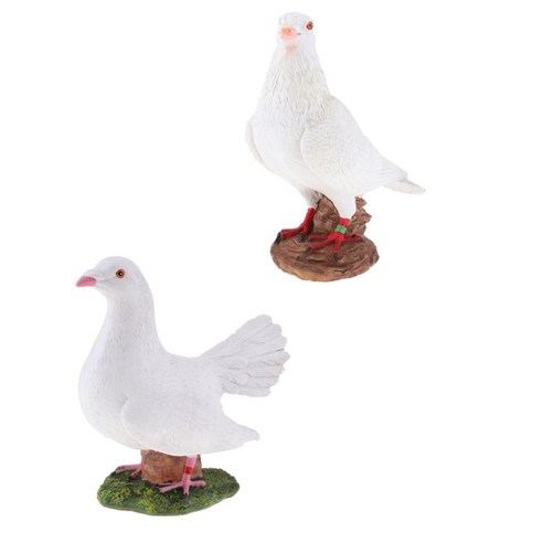 2pcs 살아있는 정원 장식. 장식 시뮬레이션 비둘기 조류 동상 흰색, 설명, 설명, 설명