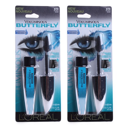 로레알파리 볼류미너스 버터플라이 마스카라 워터프루프 6.5ml, Black, 2개