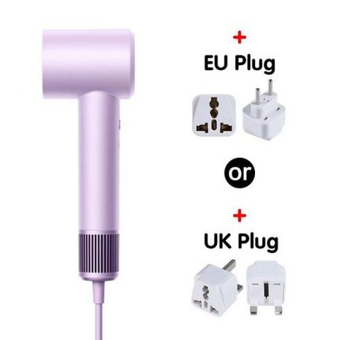 에어샤워 드라이어 샤오미 Mijia 전기 헤어 고속 음이온 전문 케어 풍속 62 ms 1600W 빠른 건조 H501 110000 Rpm, 3) 퍼플의 EU 또는 영국 플러그  영어 규칙, 3) Purple  European regulation