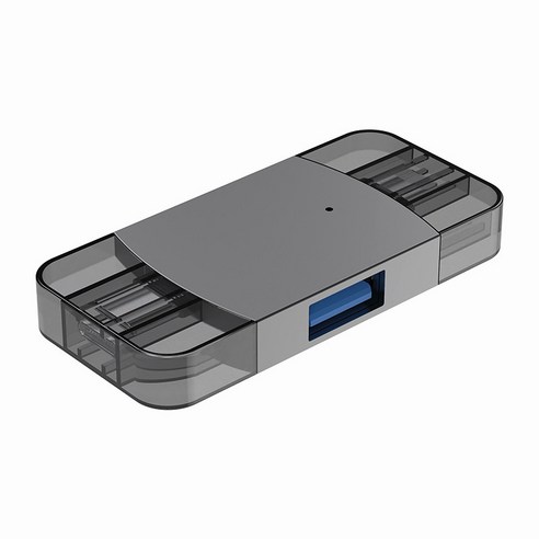DFMEI OTG 턴테이블 투인원 휴대폰 어댑터 접점 usb3.0 트리플 적용 type-c 인터페이스 13 범용 멀티 USB 다운로드 곡 변환 헤드입니다., 다른, DFMEI 다크 그레이
