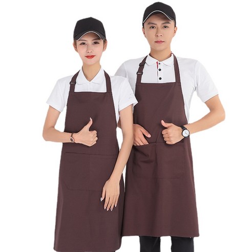 ANKRIC 방수앞치마 주방 앞치마 가정용 방유 및 방오 면화 방유 교수형 목 스카프, 깊은 커피