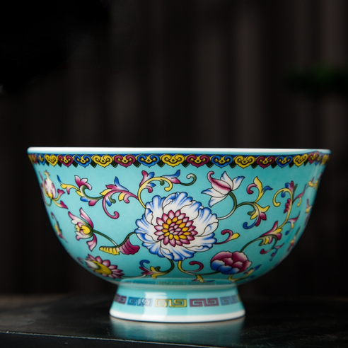 Jingdezhen-에나멜 세라믹 그릇 궁전 럭셔리 본 차이나 국수 그릇 중국 스타일 샐러드 그릇 세라믹 식기 선물, 3_6 inch