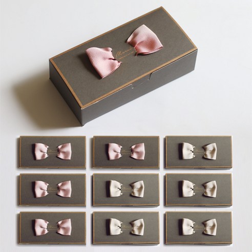 [오브제스타]그레이 리본박스_Small(핑크 골드리본), 10set