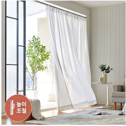 [모던하우스] ON 높이조절 셀프맞춤 나비주름 화이트 쉬폰커튼 280X235 1개 핀포함