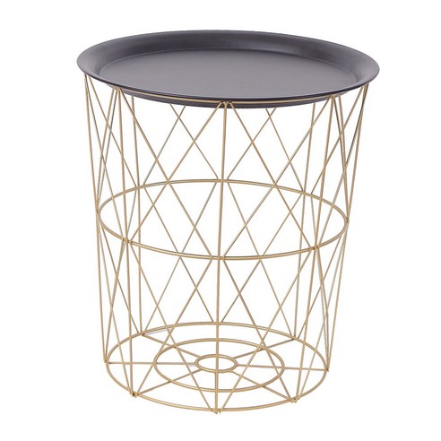 SJSHOP Nightstand 침실을위한 현대 옆 테이블 둥근 움직일 수있는 작은 테이블, 골든 L