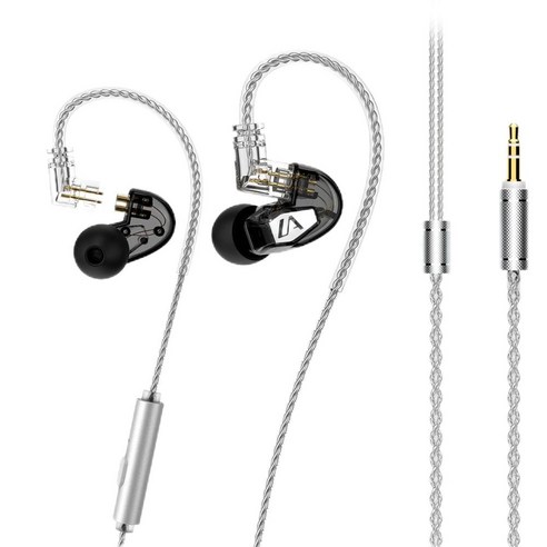 Lafitear LT2 밸런스드 아머처 HIFI 유선 이어폰 3.5mm 마이크 포함, 블랙