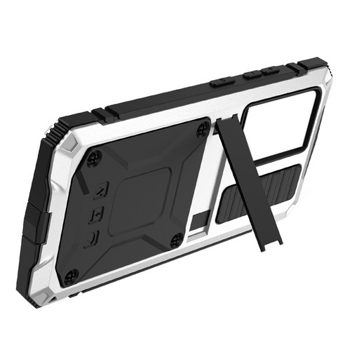 삼성 갤럭시 S21 Ultra 360 풀 메탈 갑옷 홀더를위한 r- 그냥 사례 삼성 S21 Ultra Case Shockproof, 은, 하나