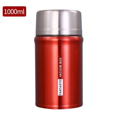 창의 304 대용량 진공 스테인리스강 보온통 초장기 보온, 빨강, 1000ml