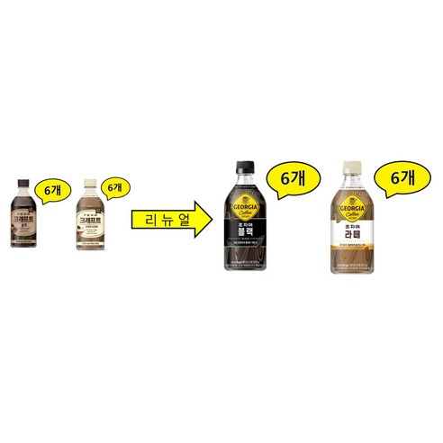 조지아 크래프트 블랙&카페라떼 470ml X 각6개(총12개) 커피 블랙 카페라떼, 12개