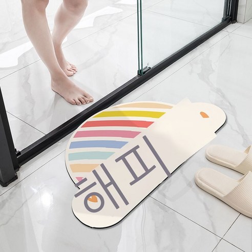 욕실 도어 흡수성 속건성 규조류 진흙 바닥 매트 만화 욕실 미끄럼 방지 블랙 기술 화장실 도어 매트, 40*60cm, DD527